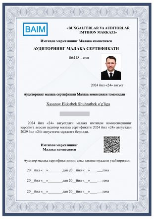Auditor malaka sertifikati